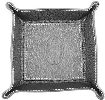 SH Leder Lederschale Taschenleerer aus Echtleder Handgearbeitet Ledertablett Aufbewahrungsbox Storage Box für Schmuck Geldbörsen Uhren Schlüssel Münzen Handys Abi G276 16x16cm (Dunkelgrau)