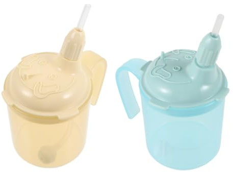 Abaodam 2 Pièces Gobelet à Paille pour Personnes Âgées de 300ml, Léger et Facile à Manipuler, pour Alimentation Liquide en Environnement de Chevet
