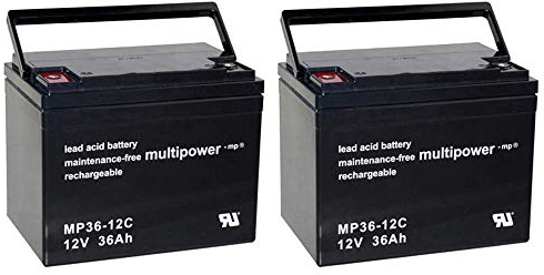 Ersatzakku für Invacare Butler 2X Multipower 12V - 36Ah Zyklenfest AGM VRLA AKKUman Set