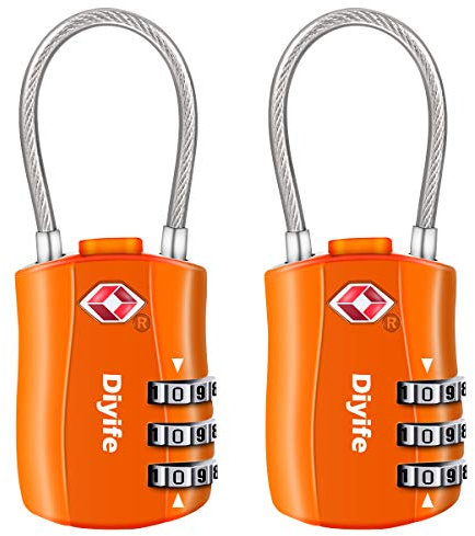 TSA Equipaje Locks, [2 Paquetes] Diyife Candado TSA,3 DíGitos Seguridad Candado, CombinacióN Candados, Bloqueo De CóDigo Para Maletas Equipaje Viaje, Etc. (Naranja)
