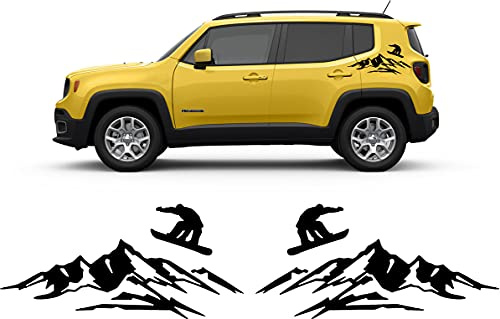 Aufkleber Aufkleber kompatibel mit Jeep Renegade TRAILHAWK Wrangler Schwarze Vinyl-Seitenaufkleber