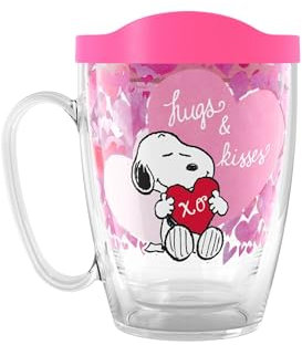 Tervis Peanuts - Snoopy Valentine's Hugs Made in USA Double Walled Insulated Tumbler Travel Cup Keeps Drinks Cold & Hot, 16oz Mug with Handle, Classic