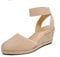 DREAM PAIRS Sandales Compensées pour Femmes Bout Ouvert Bride à la Cheville Espadrilles Sandale à Talon Compensé Été Classique Nude Amanda-1 Taille 41.5