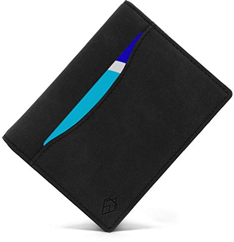 AKIELO Geldbörse Faltbar mit Zuglasche, RFID Schutz und Geschenkbox – Stylischer „Tap & Go“ Herren Geldbeutel – Kontaktloser Kreditkartenschutz Wallet (Oscar - Schwarze Ausgabe)