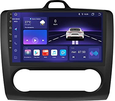 hizpo 9 Inch Touchscreen Car Stereo Fit for Ford Focus Exi AT 2004-2011 Compatible with Apple Carplay - Bluetooth, GPS Navigation AM/FM Audio Support USB 2+32GB SWC Reversing Camera