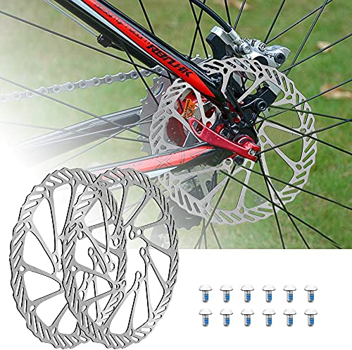 PERFETSELL 2 Stücke Bremsscheibe Fahrrad 160mm MTB Mountainbike Bremsen Rotor 6 Loch Stahl Scheibenbremse Centerlock mit 12 Schrauben für Rennrad Fahrrad