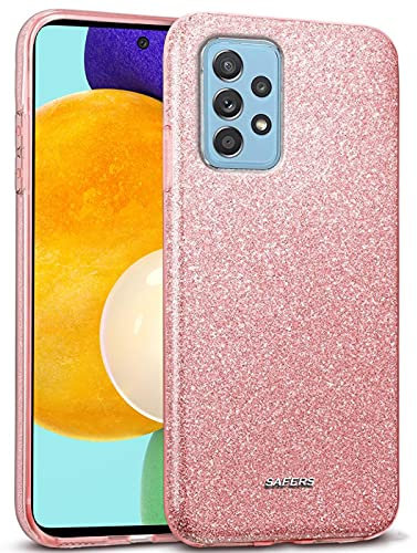 Verco Schutzhülle für Samsung Galaxy A52 Case, Samsung A52s 5G Hülle Glitzer Motiv Handyhülle für Samsung A52 4G 5G Hülle Silikon TPU Cover, Rosè