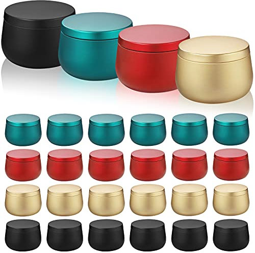 MIKIMIQI - 24 latas de velas, recipientes de metal de 4 onzas para hacer velas, tarros de velas para hacer velas, manualidades artísticas, almacenamiento en seco, recuerdos de fiesta, lata redonda con