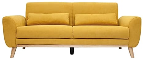 Miliboo Skandinavisches Sofa 3-Sitzer Samt gelb EKTOR