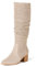 Amazon Essentials Stivali Alti Con Tacco A Blocco Donna, Grigio Chiaro, 38 EU Larga