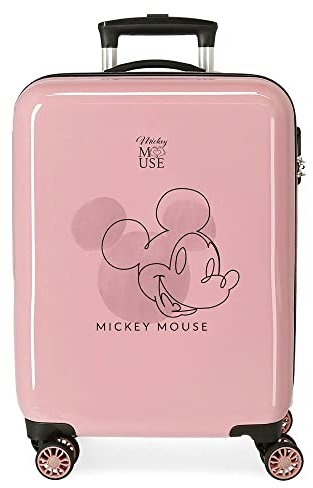 Disney Mickey Outline Valigia Cabina Rosa 38 x 55 x 20 cm Serratura a Combinazione Laterale Laterale ABS 34L 2kg 4 Ruote Bagaglio Doppio Mano