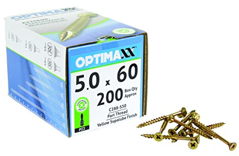 5.0 Optimaxx Extreme Performance Wood Screws Box - Zinc Plate & Yellow Passivated, Pozi Wood Screws (5.0x60mm)