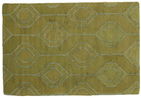 RUG PRINCE Teppich Handgefertigt 120x180 Grün Durchgemustert Handarbeit Handtuft Modern 320