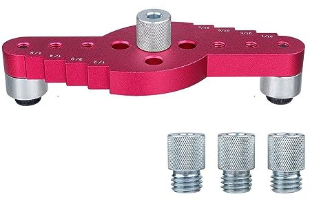 Bestgle Kit de Plantilla de Clavija Localizador de Punzones de Perforación Kits de Carpintería Guía para Taladrar Móvil de Aluminio
