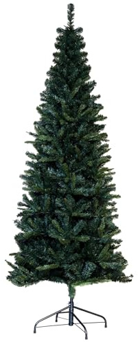 Christmas Tree World | 6ft Artificial Unlit Slim Mixed Pine | Natural and Realistic Look with Bushy and Luxury Quality PVC Tips | Easy to Assemble and Take Down | 78cm Diameter