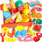 ENCOUN Jouets en Bois Fruits et Légumes, Jeux de Cuisine Enfants avec Bois Panier, Fruits et Légumes Jouet à Couper, Jeu d'imitation Jeux Enfant 3 4 5ans, Montessori Education Jouets Enfants Cadeau