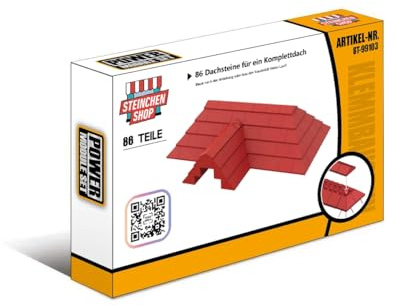 Steinchenshop Dachstuhl Set – 86 Klemmbausteine Slopes in Rot – Dachsteine für Häuser & Gebäude – kompatibel mit gängigen Bausteinsystemen – 17,5x11,3x3 cm – Zubehör für City & Architektur