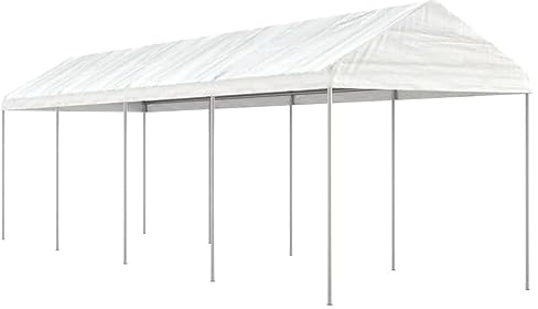 GuyAna Pavillon mit Dach Weiß 8,92x2,28x2,69 m Polyethylen Pergola Pavillion Winterfest