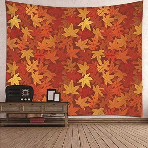 CEVAN Tapisserie Wandbehang Wandteppich Wanddekoration Tumblr Herbstthema Ahornblätter Wandteppich Anime Große Wanddecke Kunst Dekorationen Decke Wandbehang Stoff Orange 150x130cm