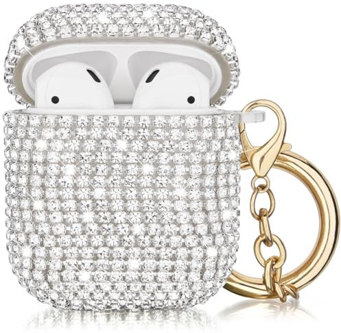 VISOOM Bling Airpods-Hülle – AirPods 1. Schutzhülle für Damen, 2024, Kristall, iPod, kabelloses Laden, Mädchen, Schlüsselanhänger für Apple Airpod