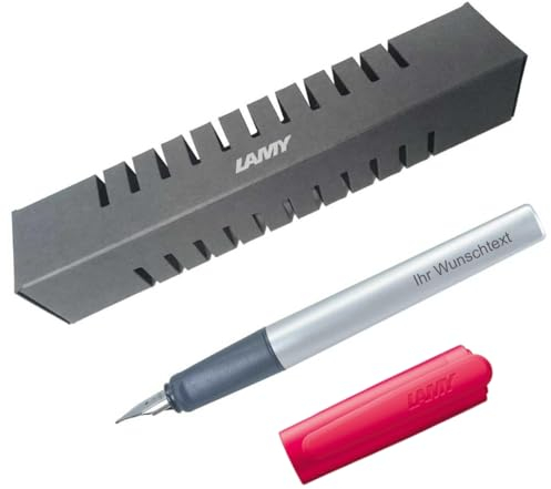 Lamy Füllfederhalter nexx Modell 063, Farbe crimson (rot), inkl. Laser-Gravur (Feder M)
