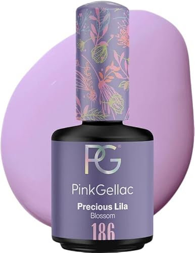 Pink Gellac Esmalte de uñas de gel UV – 186 Precious Lila 15 ml – Larga duración Shellac esmalte de uñas violeta – Gel UV para 14 días uñas en calidad de salón – Fabricado en Holanda