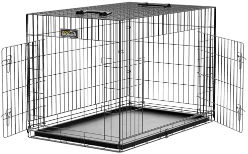 zoomundo L Hundekäfig Transportkäfig L 91 x B 57 x H 64 cm Transportbox Tierkäfig Drahtkäfig Faltbarer Käfig aus Metall mit herausnehmbarer Kunststoffwanne - Black Edition