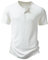 Men's Casual Grandad Collar Henley Shirt Smart Short Sleeve 3 Buttons Muscle Slim Fit Tee Summer Holiday Textured T Shirts Knitted Collarless Polo Tops-White-S