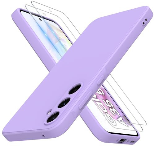THIYUFUNS Cover per Samsung Galaxy A35 5G con 2 Pezzi Vetro Temperato Pellicola Protettiva,Liquid Silicone TPU Custodia 360 Antiurtfio Gradi Cover per Samsung Galaxy A35 5G (6.6) - Viola
