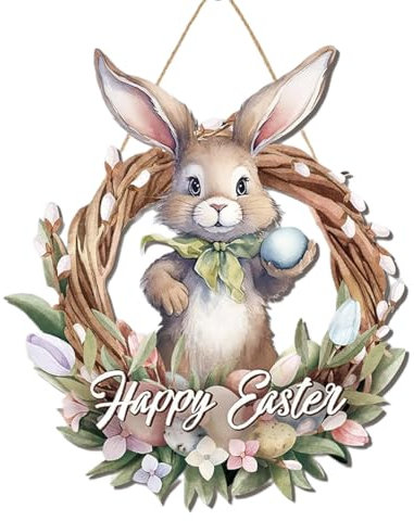 REITINGE Oster-Tür-Wandbehang, Ornamente, Schild, Osteranhänger, Holz, Zuhause, Osterkranz, Dekoration