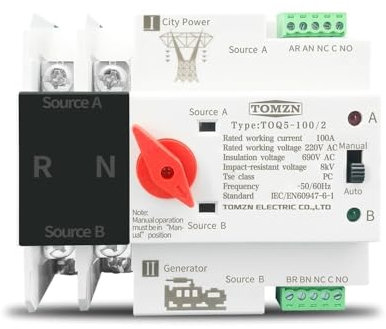 Diferencial Auto Rearmable Riel DIN monofásico ATS 220V Transferencia automática de doble potencia Interruptores seleccionadores eléctricos ininterrumpidos 2P 63A 100A 125A Diferencial Auto Rearmable(