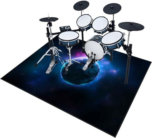 SZZEUOA Schlagzeugteppich, 140 x 120 cm Drum Teppich, elektronisches Jazz Schlagzeug Kit für Bass Drum Snare Drum und andere Instrumente tolles Geschenk für Schlagzeuger- rutschfeste Unterseite
