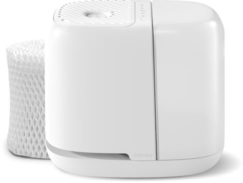 Canopy Bedside Humidifier 2.0, White, 36 HR Run Time, 2.5L Capacity - Reading Light & White Noise - Alleviate Symptoms of Allergies, Flu, Cold, Dry Skin - Humidifier, Filter, Power Cord & Adapter