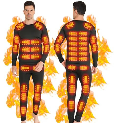 GHKWXUE Beheizte beheizbare unterwäsche Herren,Winter Elektrische heizunterwäsche Damen Set,USB-Konstanttemperatur 42 Zonen intelligente beheizte,for Winter Skiing and Cycling & XL