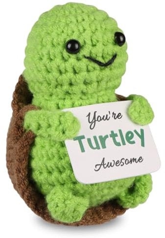 WenmthG Pocket Hug Positive Schildkröte Glücksbringer Kleines Geschenk für Glück, Gestrickte Schildkröte Puppe Gute Besserung Geschenk für Mutmacher Danke Abschied Einschulung