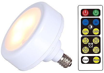 Mini E12 Battery Light Blub for Lamp,Battery Operated Light Bulb with Remote Control,Small Screw in Puck Lights E12 Battery Powered LED Light Bulbs for Wireless Wall Sconce Pendant Light Fixture (Siz