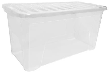 simpa 110L XL Stackable Plastic Storage Box with Clear Lid - 42cm (H) x 79.5cm (L) x 40cm (W) - Single Box