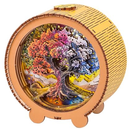 KAAYEE 3D Puzzle Nachtlicht Erwachsene, (Sternenlebensbaum) 3D Holzpuzzle Nachtlicht, Wooden Puzzle 3D Night Light, 3D Puzzle Holz Nachttischlampe