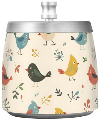 Kleiner niedlicher bunter Vogel-Aschenbecher mit Deckel, Edelstahl, rauchfreier Aschenbecher, geruchlos, winddicht, Zigarren-Aschenbecher für Terrasse, Zuhause, Büro, Tischplatte im Freien