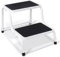 2-Step Step Stool Ladder with Anti-Slip Grooves & Rubber Pads Non-Slip Treads, Metal Frame, White and Black – Heavy Duty Footstool for Home, Kitchen & Office Camper Van Camping Caravan Step-stool