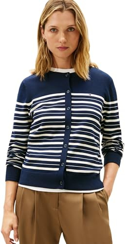 Tommy Hilfiger Damen Strickjacke Cardigan Jersey Fine mit Knopfleiste