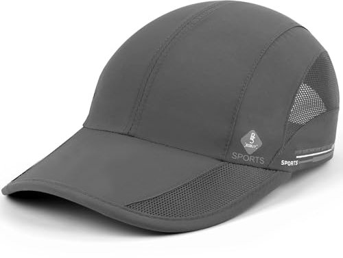 BSBUY Folding Baseball Cap, UPF50+ Collapsible Running Man Hat, Waterproof Sun Protection Cap, Quick Dry Sport Cap Adjustable Breathable Sun Hat Visors, Summer Cap Hat for Outdoor Activity(Dark Gray)