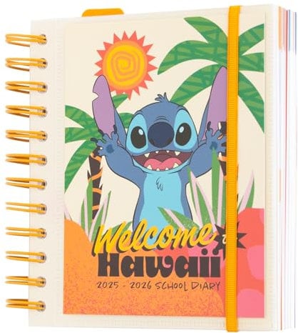 Grupo Erik Terminplaner Schulplaner 2025 2026 Disney Stitch Kalender 2025 Buchkalender - Planer Schülerkalender 2025/2026 Hausaufgabenheft 2025 2026 Einschulung Mädchen Jungen Schulsachen, Orange