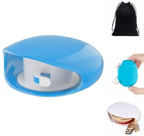 Avvolgicavo automatico Aboutabsent, organizer per cavi retrattili, nuovo organizer per cavi orizzontale automatico 2025, per cavi USB, cuffie e dati, niente più cavi aggrovigliati (blu)
