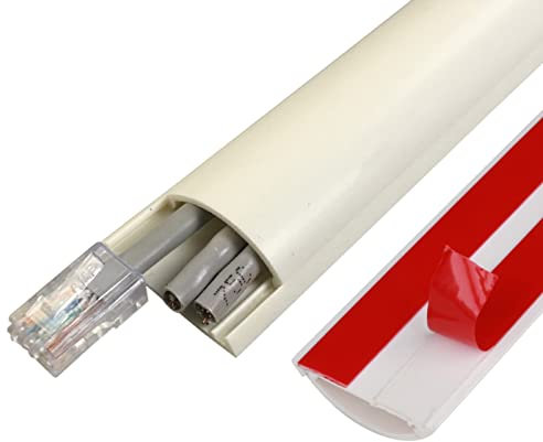 PVC Wood Grain Cable Concealer Hider Half Round Paintable Cable Trunking Self-Adhesive Wire for Under Desk & Corners (Color: Green Size: No.5)