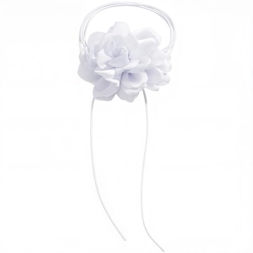 CRASPIRE Collier ras du cou long avec motif floral gothique blanc rose rétro vintage élégant bohème