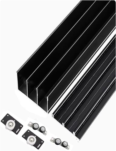 Sliding Door Track Kit for Closet, 3 Track No Groove Wardrobe Sliding Rail program, Aluminum Alloy Track for Cabinet,Partition Door Panels(180cm/71in)