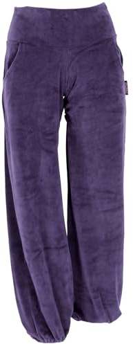 Boho Samt Pluderhose, Wohlfühlhose, Yogahose, Damen, weich, lila, M