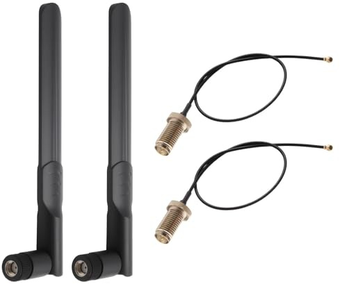 Amztour Antenna WiFi 2 Pezzi 8dBi RP-SMA Dual Band 2.4/5/5.8GHz + 2 Pezzi 25CM U.FL/IPEX a RP SMA Cavo Pigtail Femmina per Telecamera Router WiFi FPV UAV Drone P-S4 Build