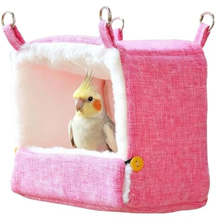 Jubilofex Parrot Bed - Heated Warm Hut Made of Cotton | Soft Parrot Bed Heating Mat for Cockatiels Cockatoos Finches Hamsters Home Indoor Balcony Garden